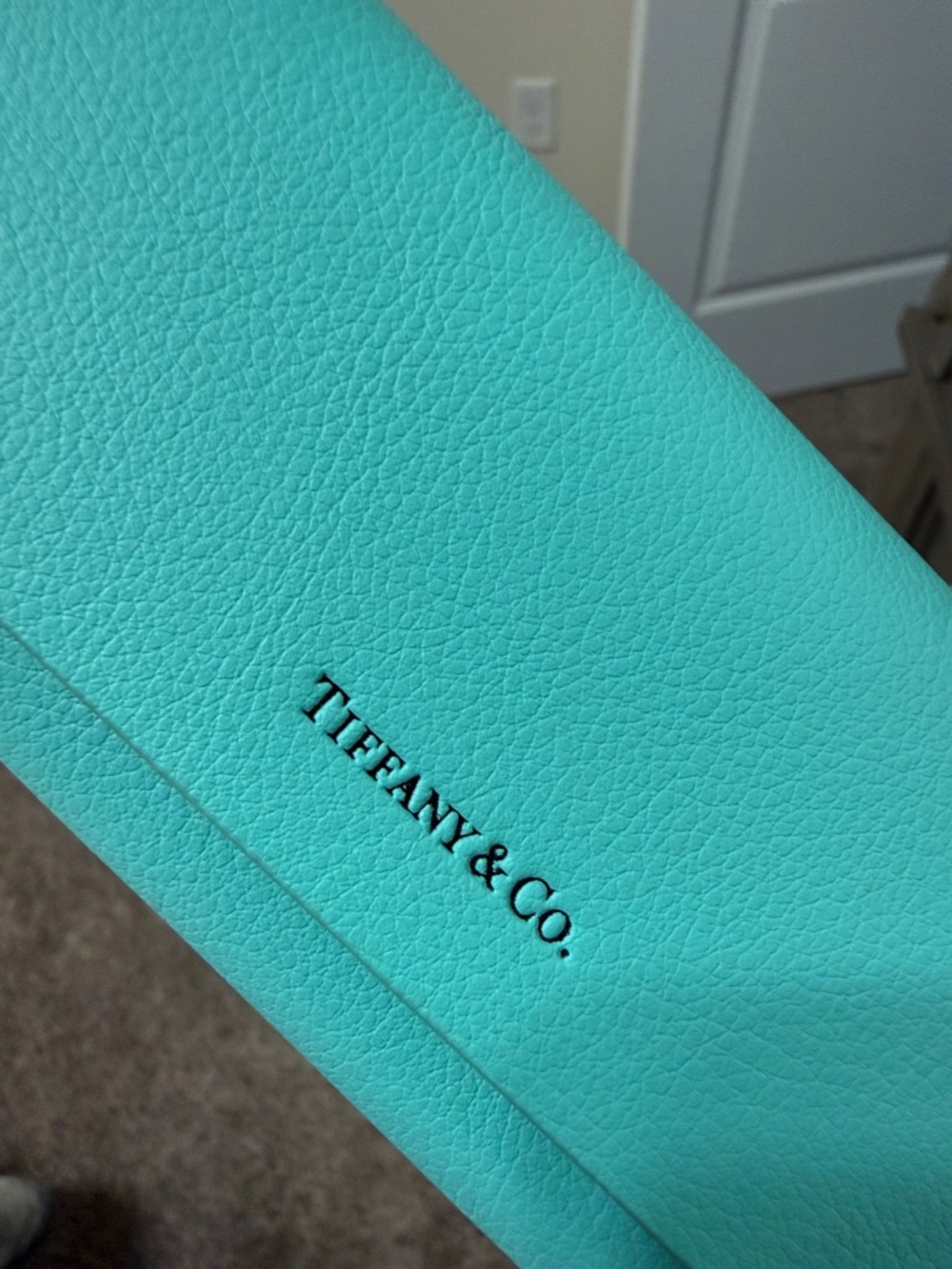 Tiffany & Co. Authentic Women’s Eyeglass Case / Blue Leather / Good Condition